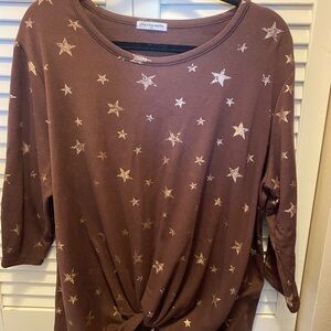 Cha Cha Vente Brown Star Long Sleeve Top